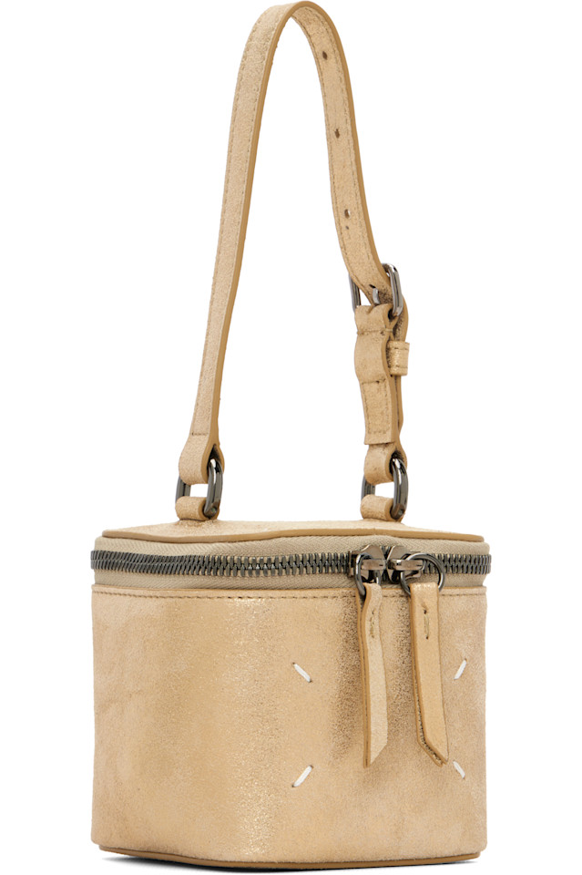 Золотистая кожаная мини-сумочка-коробочка Maison Margiela, Cream Gold — фото 2
