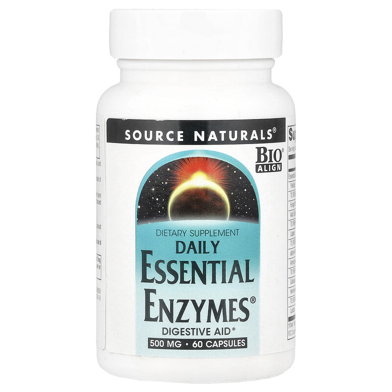 

Source Naturals, Daily Essential Enzymes, 500 мг, 60 капсул