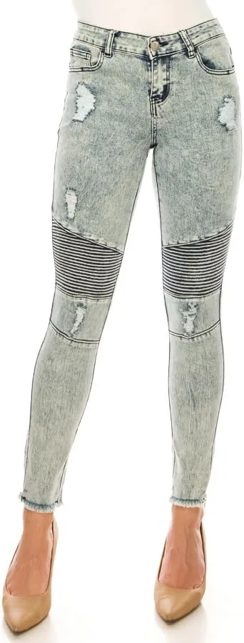 

BE-GIRL женские рваные мото джинсы, кислотная стирка, потертые колени