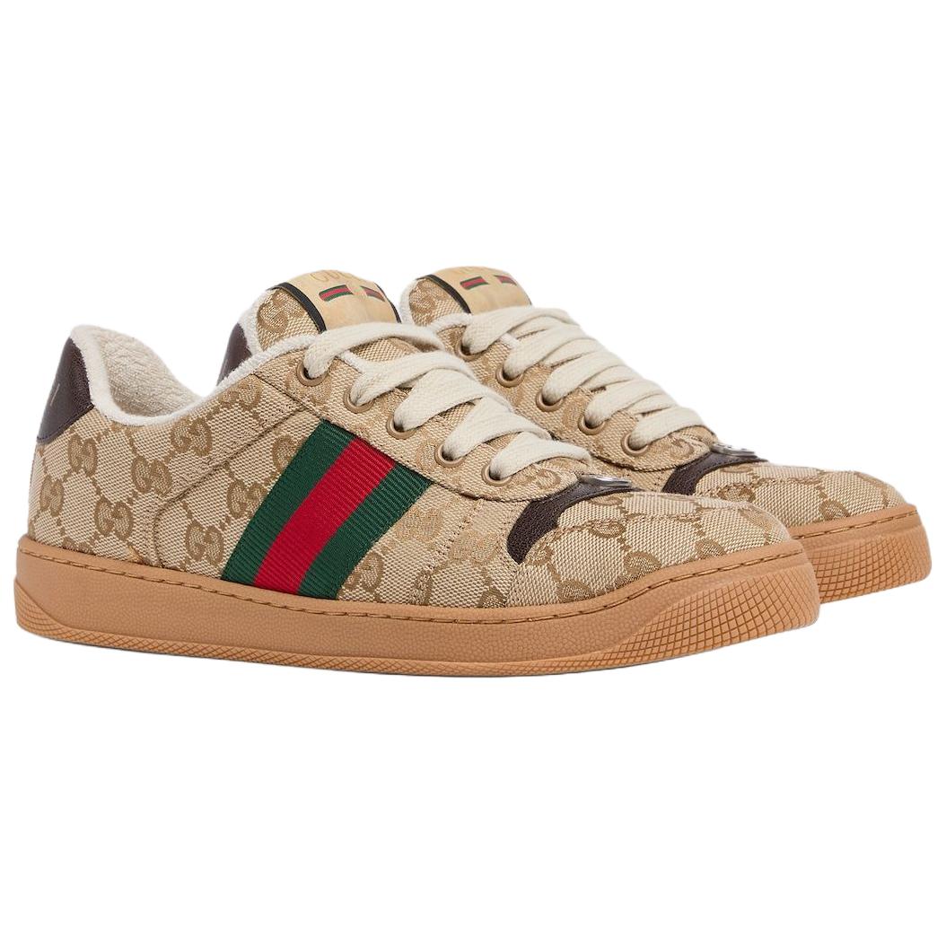 GUCCI Screener Canvas Low top женские скейтборд кроссовки Dark Brown — фото 3
