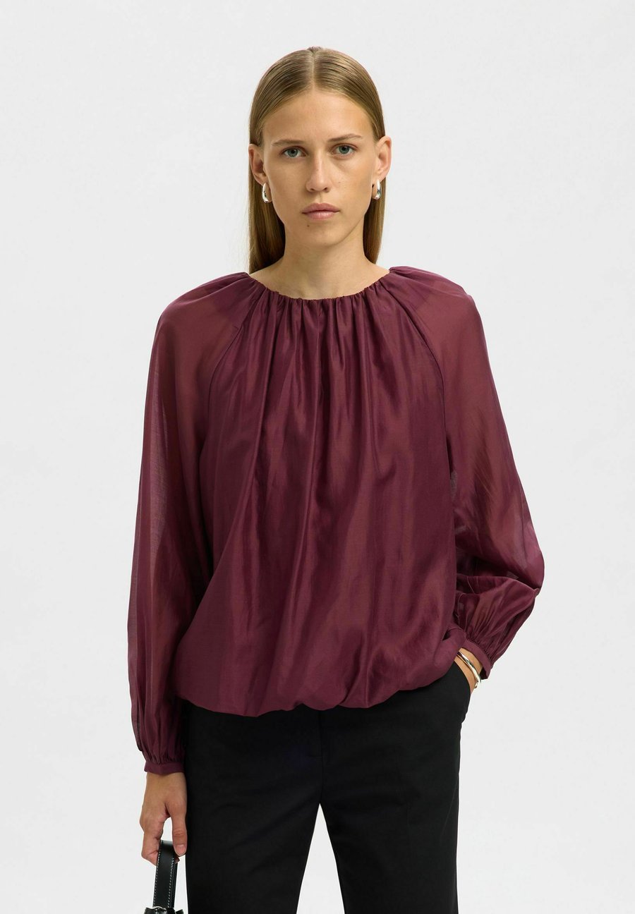 

Блуза Selected LANGARM SEMI-SHEER, Fig/Bordeaux