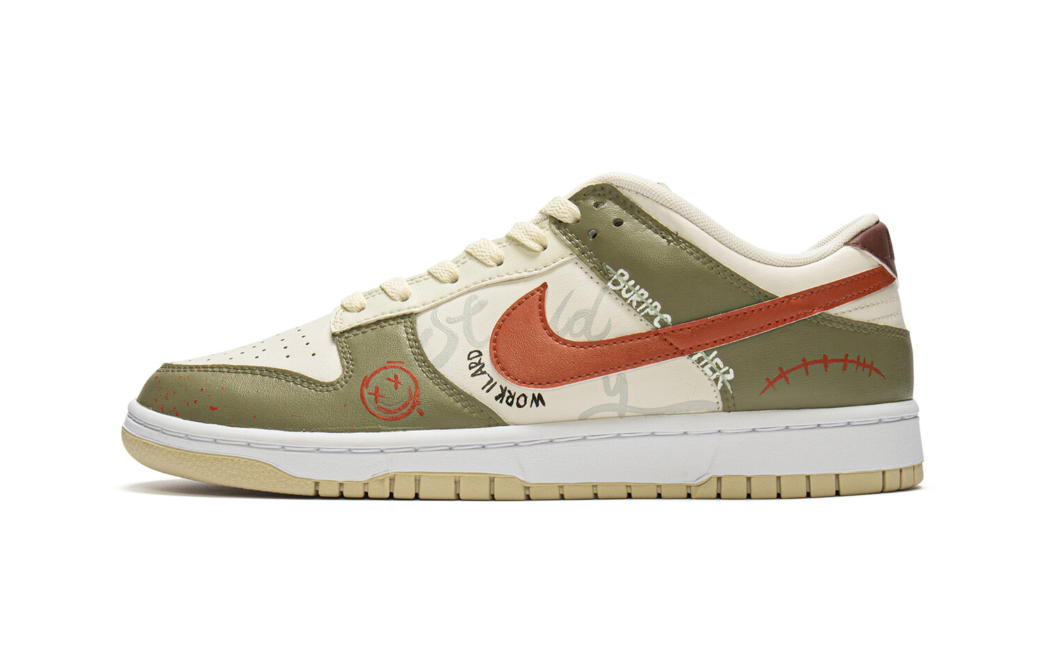 

Кроссовки Nike Dunk Skateboarding Shoes Men Low-top Green, White, Red, зеленый