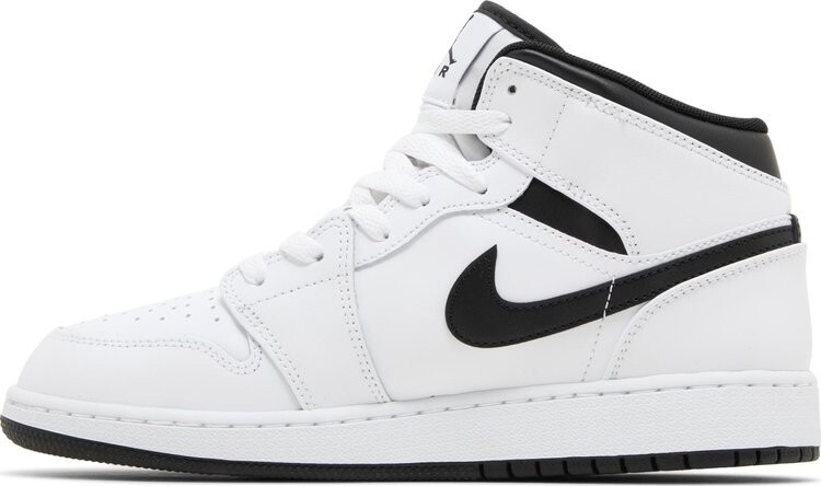 Кроссовки Air Jordan 1 Mid GS 'White Black', белый — фото 3