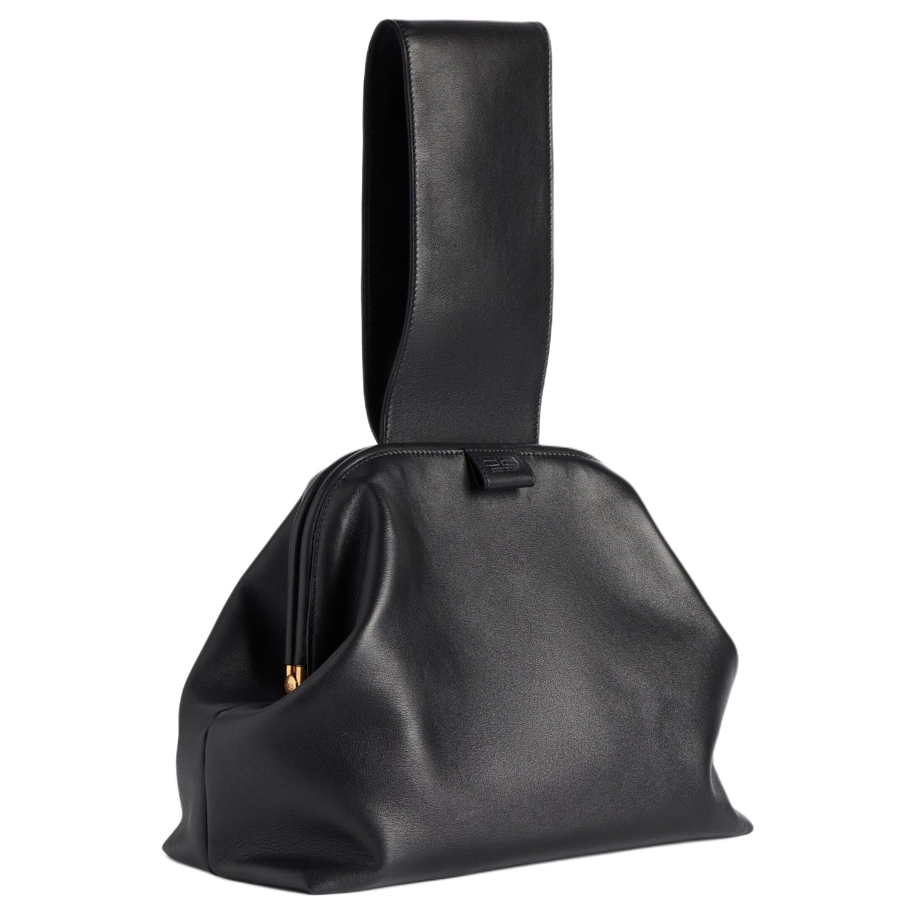 Balenciaga Средняя женская сумка из коровьей кожи черная — фото 4