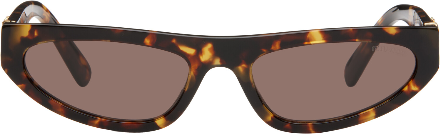

Коричневые солнцезащитные очки «кошачий глаз» из ацетата Miu Miu Eyewear, Honey tortoiseshell