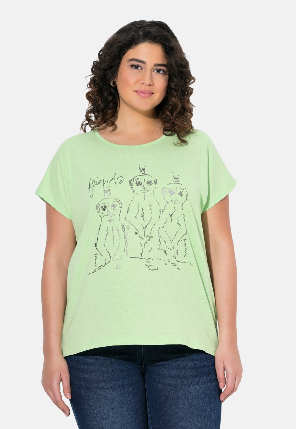 

Футболка с принтом ANIMAL CAP SLEEVE GRAPHIC Ulla Popken, светло-зеленый