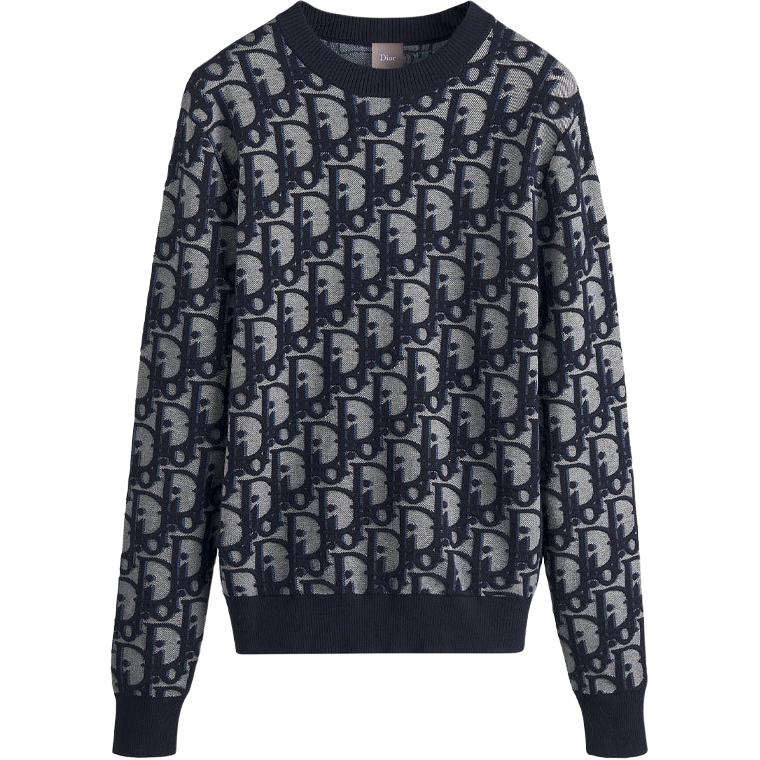 

DIOR Свитер мужской синий с круглой горловиной Moderate