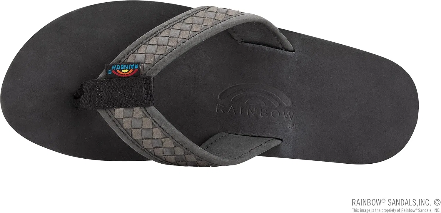 Сандалии Rainbow от Bentley, мужские, роскошные, кожаные, с двойным бантом и плетеным ремешком Rainbow Sandals, Black Grey — фото 3
