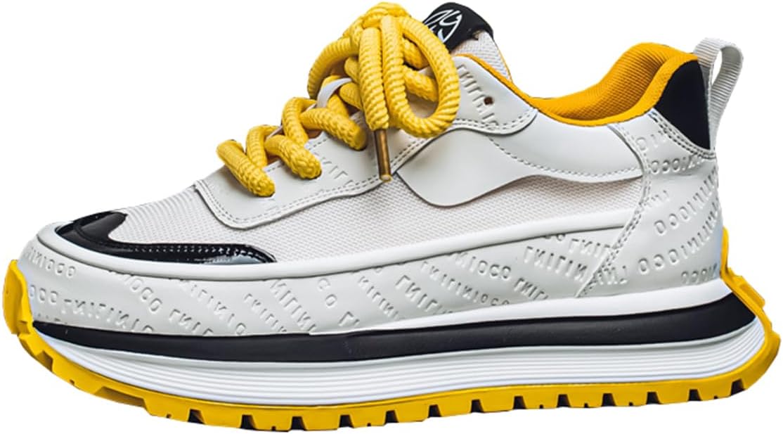 

Мужские дышащие кроссовки на шнуровке, легкие, цветные, повседневные с гибкой подошвой из ЭВА для прогулок и повседневной носки Lanverth, желтый
