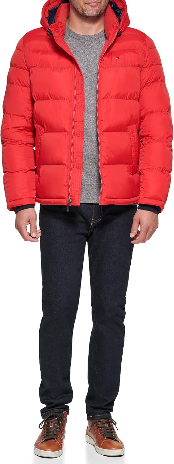 Мужская куртка-пуховик Tommy Hilfiger с капюшоном (стандартная и для больших и высоких), Orange Burst — фото 4