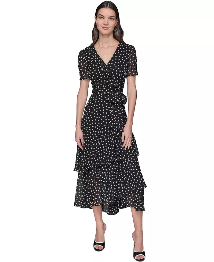 

Женское платье Petite Chiffon в горошек KARL LAGERFELD PARIS, черный
