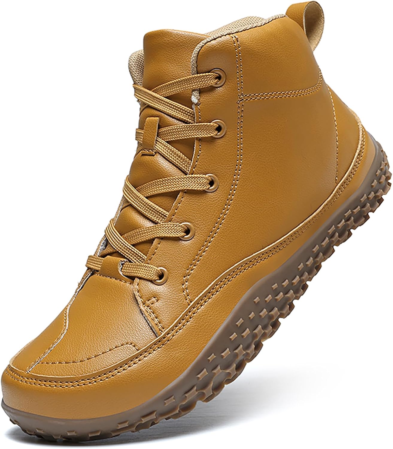 

Мужские кожаные повседневные ботинки до щиколотки с классическим круглым носком, шнуровкой, удобной мягкой подошвой, противоскользящие чукка для вождения, прогулок и работы на улице Qeosnbx, желтый