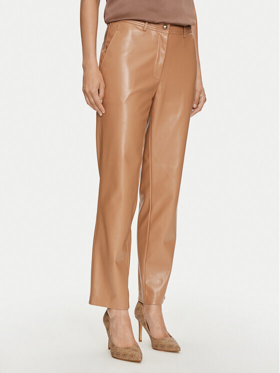

Брюки regular fit из искусственной кожи Guess, бежевый
