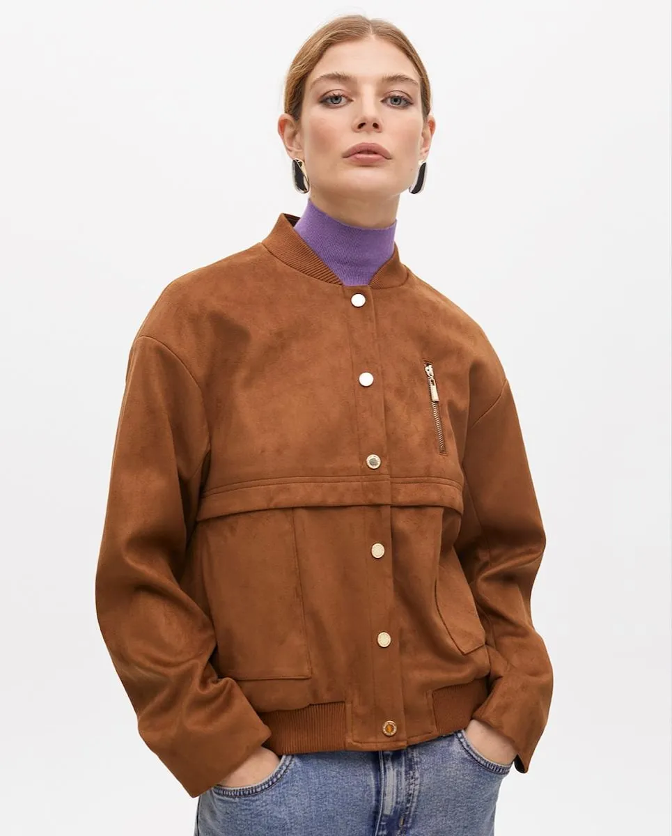 

Женская куртка-бомбер из мягкой замши Lola Casademunt, коричневый