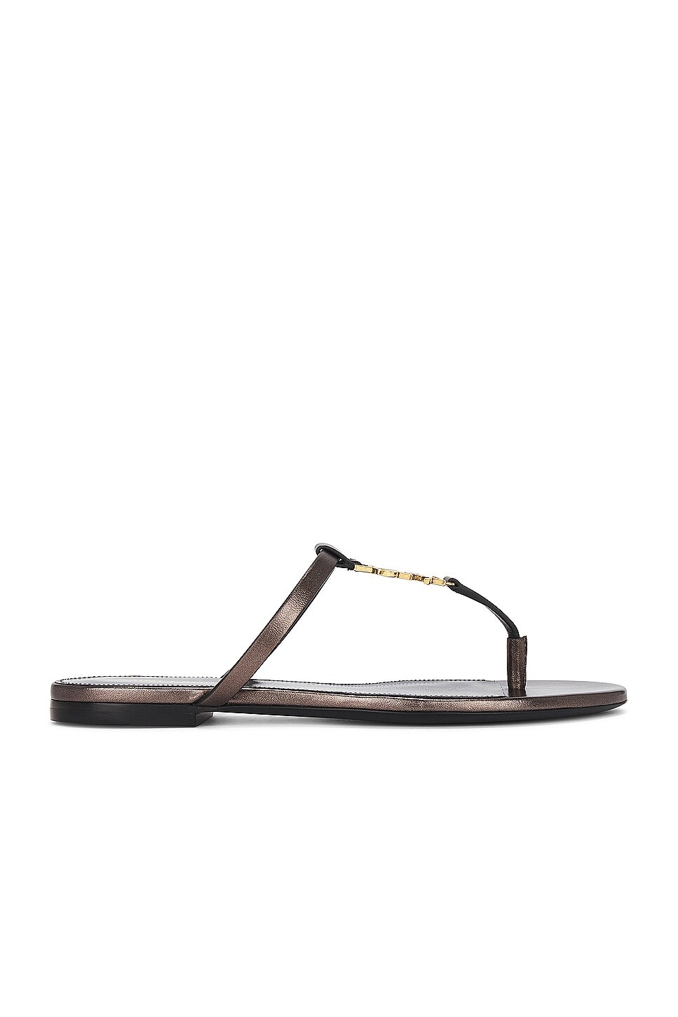 Кассандра плоские шлепанцы Saint Laurent, цвет Metal Brown