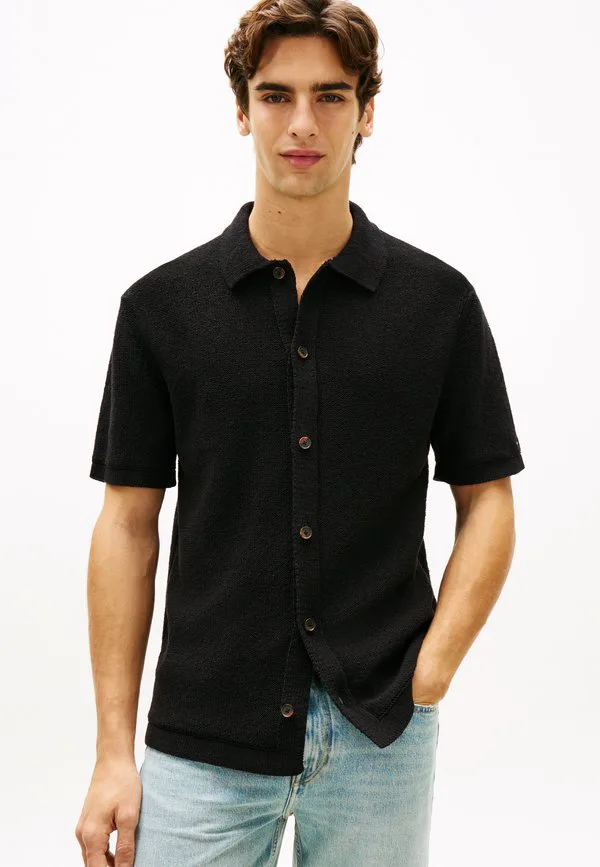 Рубашка свободного кроя из трикотажа с коротким рукавом Tommy Hilfiger, Black