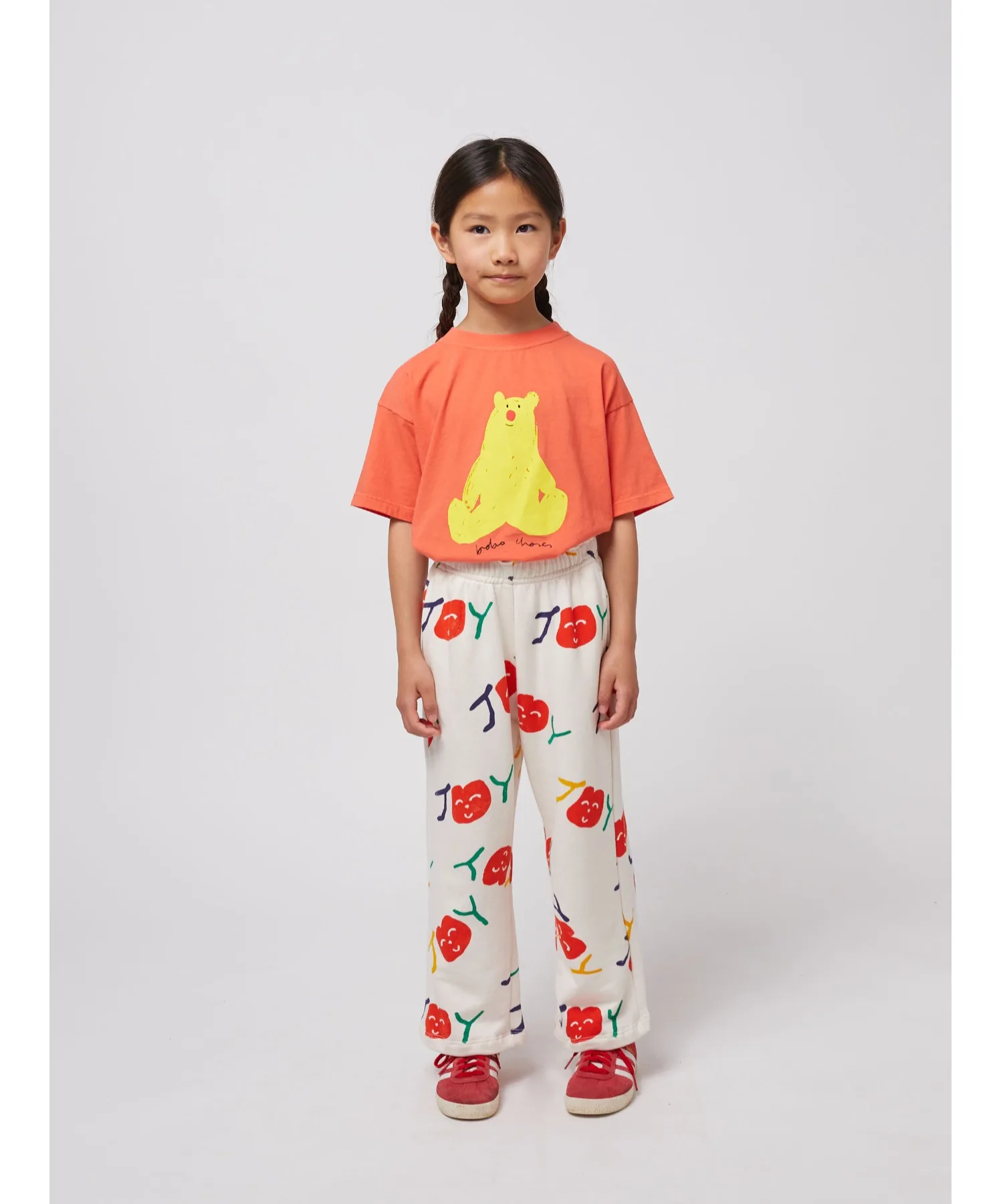 Детские спортивные штаны с принтом улыбок Smiling all over jogging pants BOBO CHOSES бежевые — фото 2