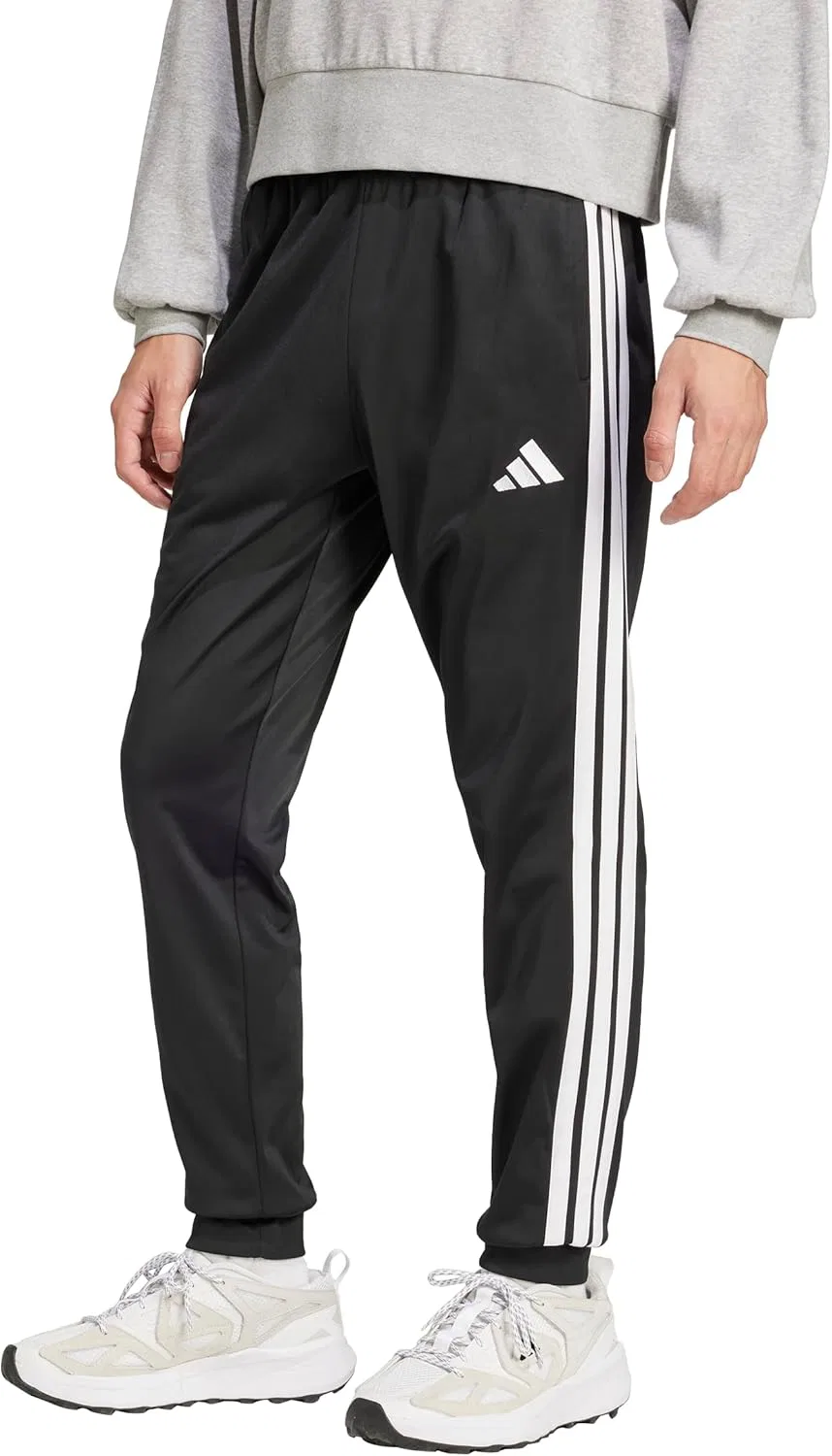 Мужские спортивные брюки adidas, tapered fit, розовые, Black/White — фото 2
