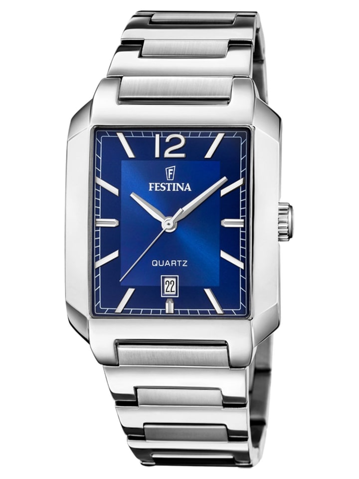 

Festina Мужские прямоугольные часы, сталь/синий