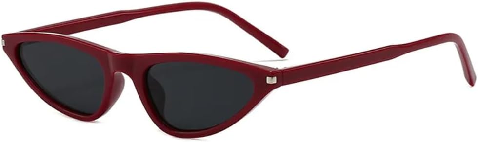 

Солнцезащитные очки с защитой UV400 | Панк-стиль "кошачий глаз" в маленькой оправе | для женщин и мужчин, для занятий спортом на открытом воздухе и вождения DSVIGF, Red Black