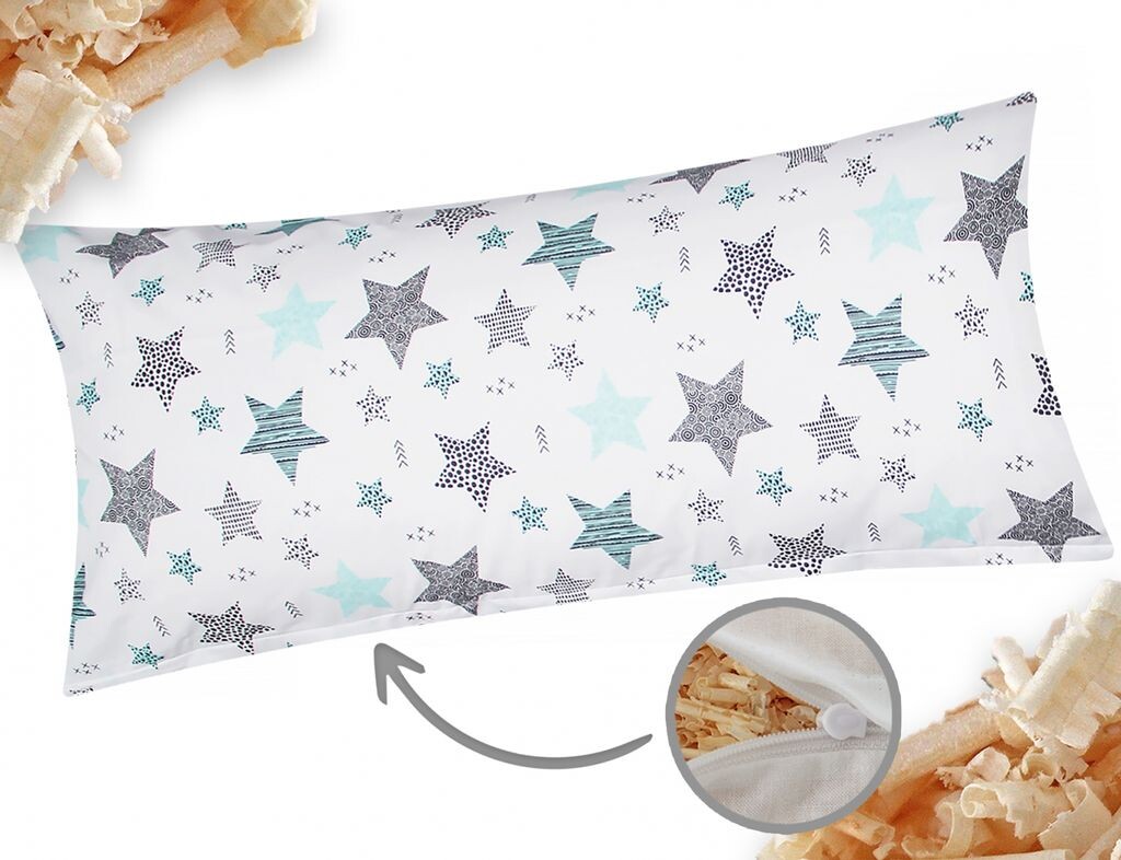 

Подушка кедровая сосна 40х80см - наполнитель сосна - звездочки с кружками и точками - ароматическая подушка с сосновыми хлопьями/сосновой стружкой, молния (сосна 560/1-40х80) Heubergshop