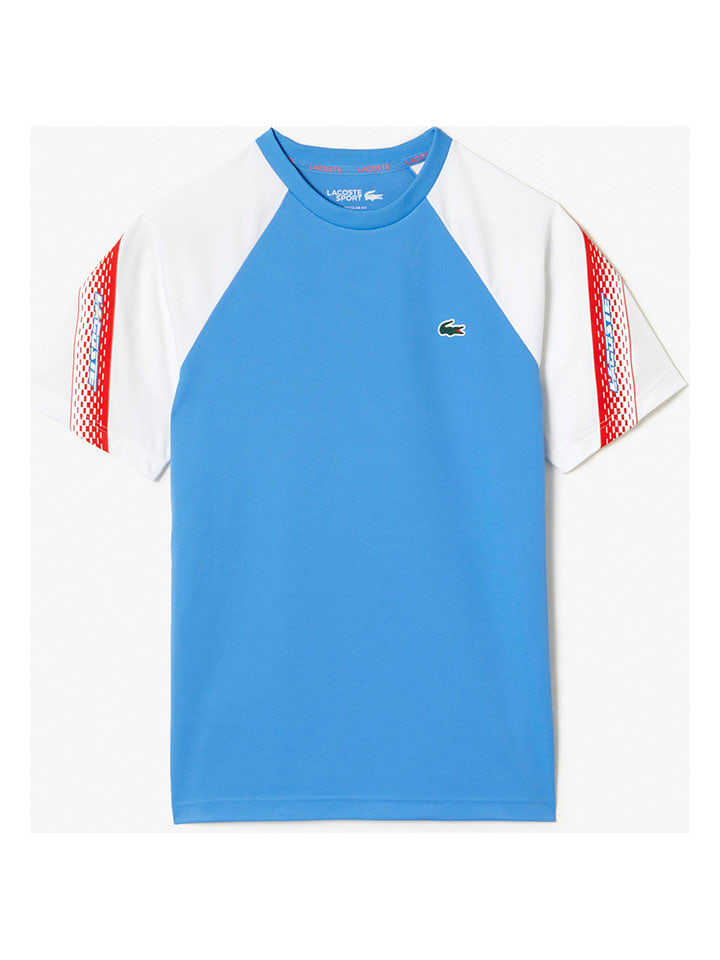 

Lacoste Тренировочная футболка светло-голубого/белого цвета