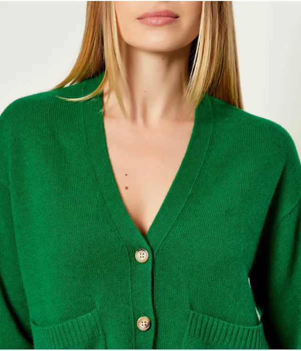 Шерстяной кардиган Loose fit Polo Ralph Lauren, зеленый — фото 4