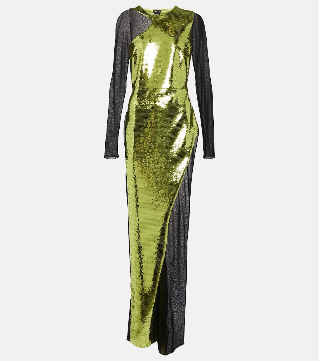 

Платье из жидких пайеток и тюля TOM FORD, зеленый