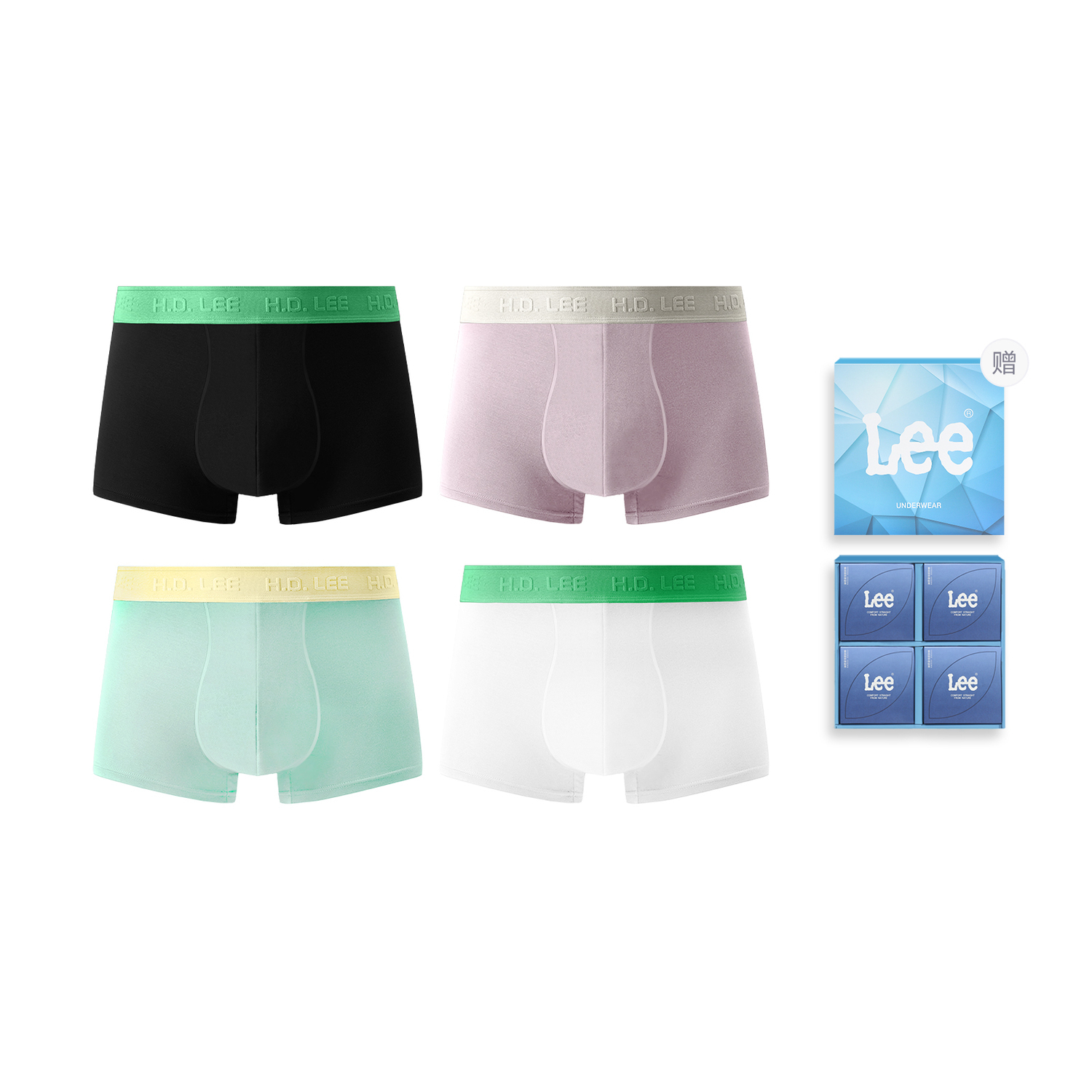 

Подарочные боксы Galaxy Underwear для мужчин, набор из 4 штук Lee, светло-зеленый