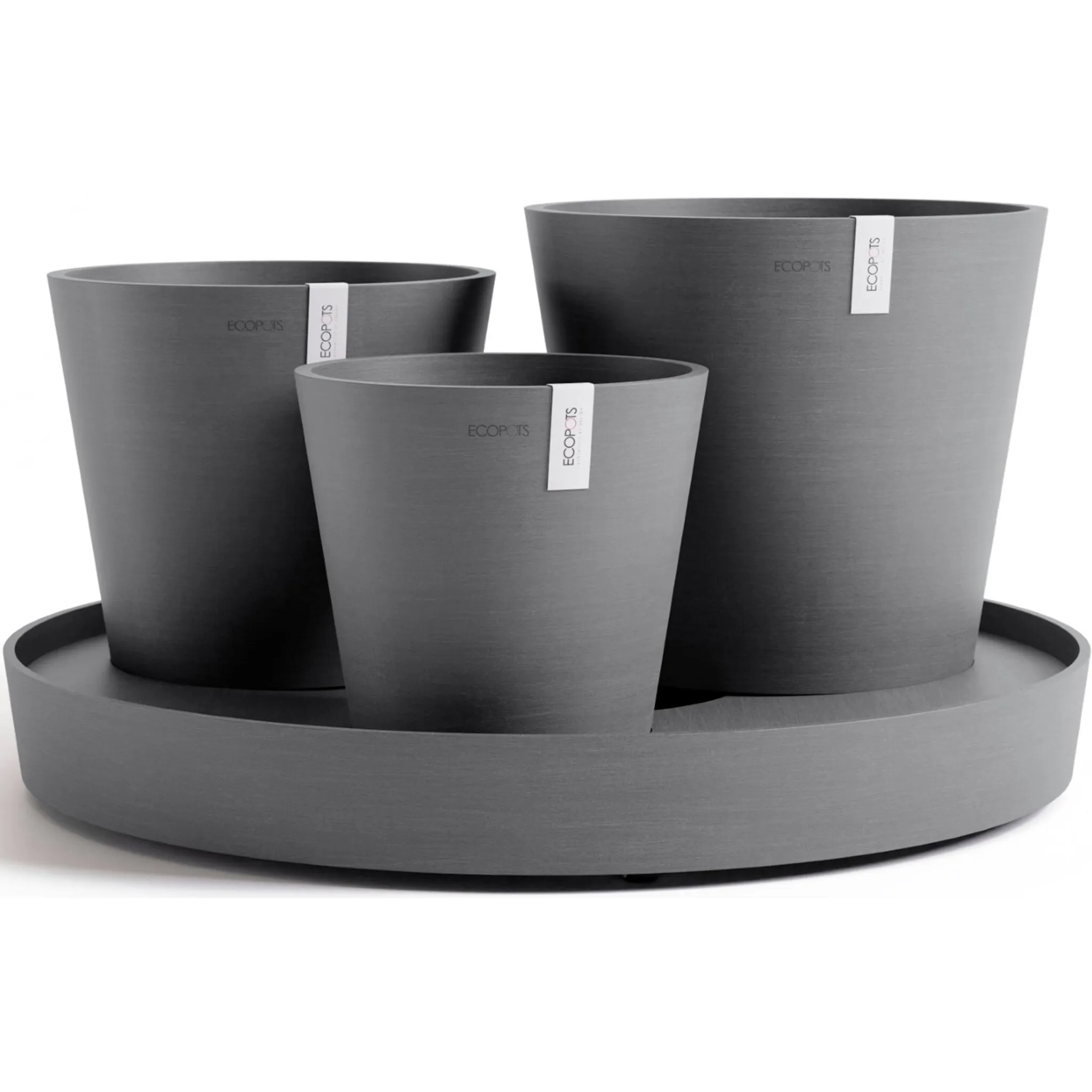 

Цветочный горшок ECOPOTS «Dubai Grey», для внутреннего и наружного применения: морозостойкий, ударопрочный и светостойкий, серый