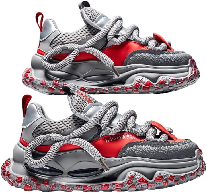 

Модные мужские кроссовки с дышащей сеткой и низким верхом - повседневная обувь с толстой мягкой подошвой и надежной шнуровкой, Легкая обувь на каждый день Clolinde, серый