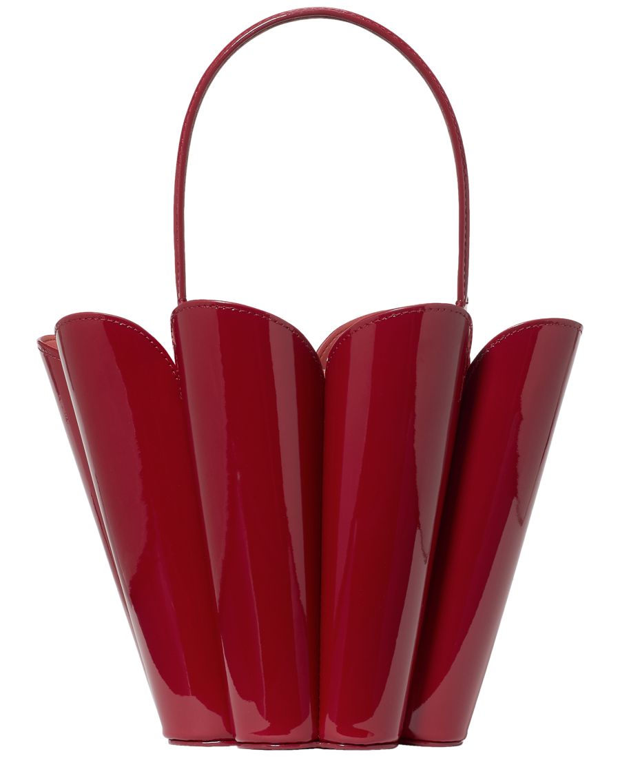 

Миниатюрная лакированная сумка-ведро Spade с цветочным рисунком kate spade new york, Dark Scarlet
