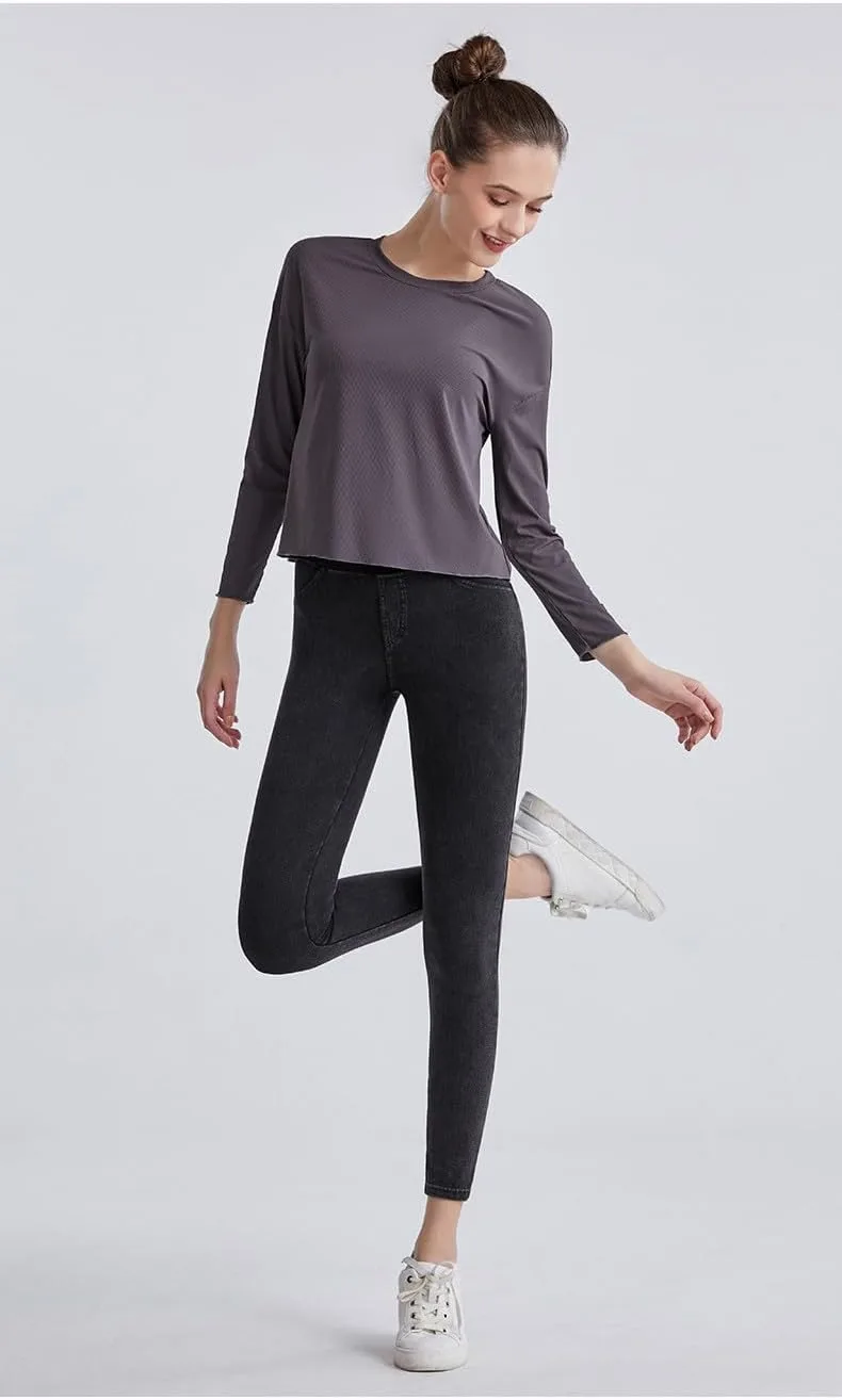 

Женские джинсы для йоги с высокой талией и эффектом контроля живота Sculpting Stretch, Slim Fit MMFDC