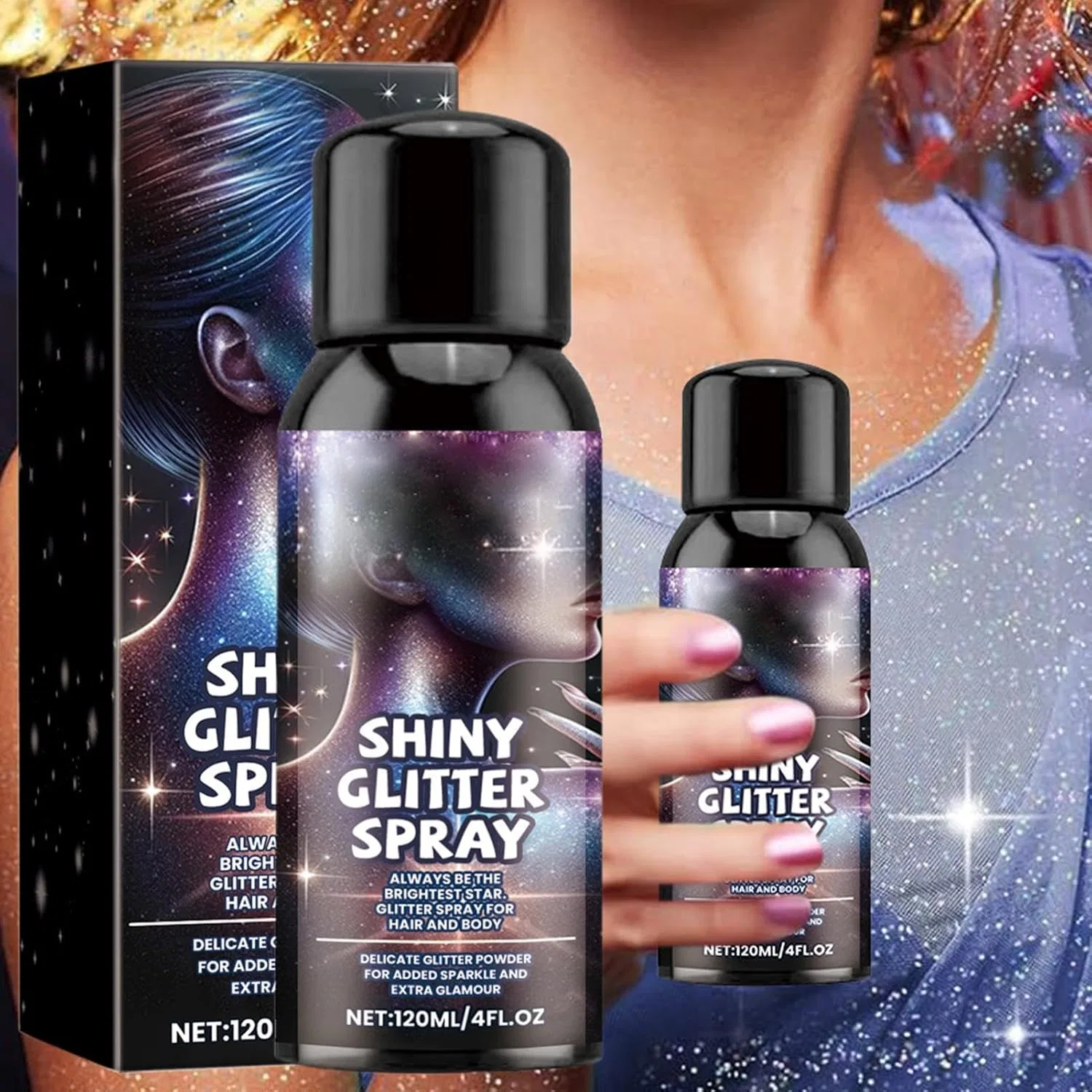 Спрей с блестками для тела и волос Glitter Spray Body Shine Generisch — фото 3