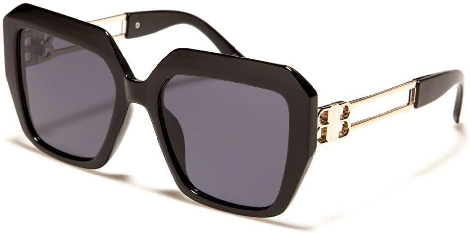 

Женские солнцезащитные очки Dweebzilla BB Oversized Classic Square Jackie O Luxury Sunglasses Shades Large Big Trendy UV400 Hybrid, Black & Gold Frame - Black Super Dark Lenses