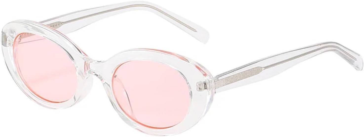 

Ретро-солнцезащитные очки маленького овального размера в модных конфетных цветах для женщин, модель «кошачий глаз», защита от УФ-излучения UV400, дужки из нержавеющей стали HHZZYVY, Transparent Pink