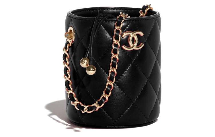 Chanel Сумка-ведро из овечьей кожи, наплечная сумка, сумка через плечо, женская сумка-кроссбоди, маленькая, черная — фото 3