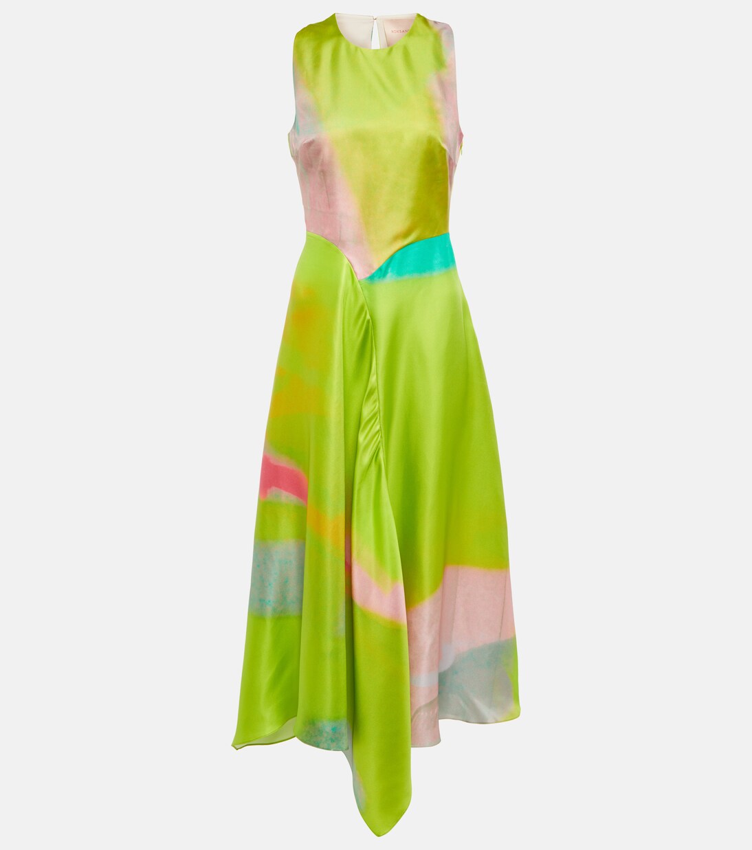 

Платье миди из шелка с принтом Roksanda, Photo Screen Yellow Fluro
