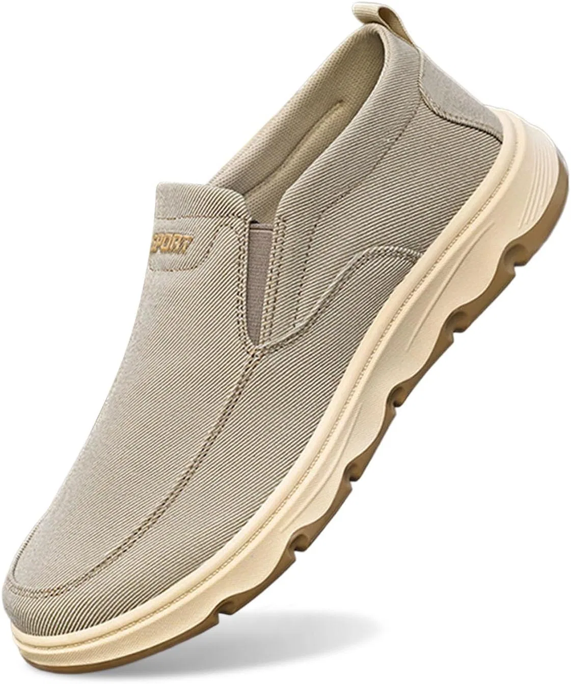 Лоферы мужские легкие, с эспадрильями, Khaki
