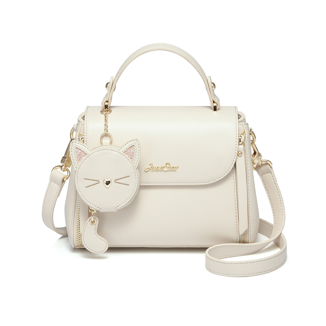 

Синтетическая кожа переносная сумка через плечо, повседневная женская белая/черная/розовая JUST STAR, Девчачий розовый