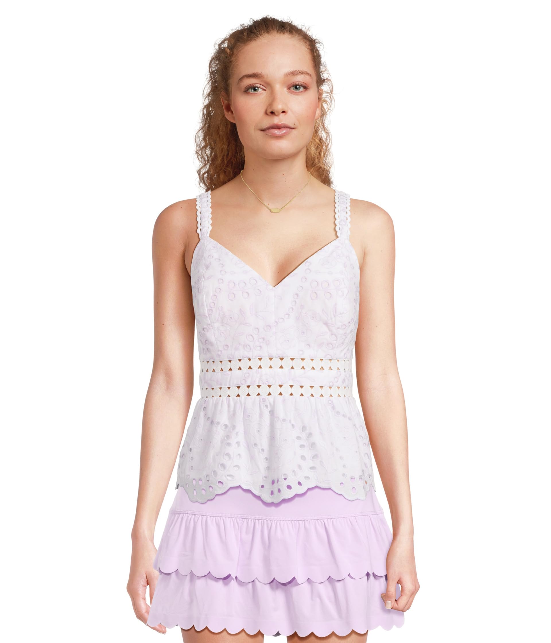 

Топ Lilly Pulitzer Tiah Eyelet Top, Water Hyacinth Dancing Daisies Eyelet