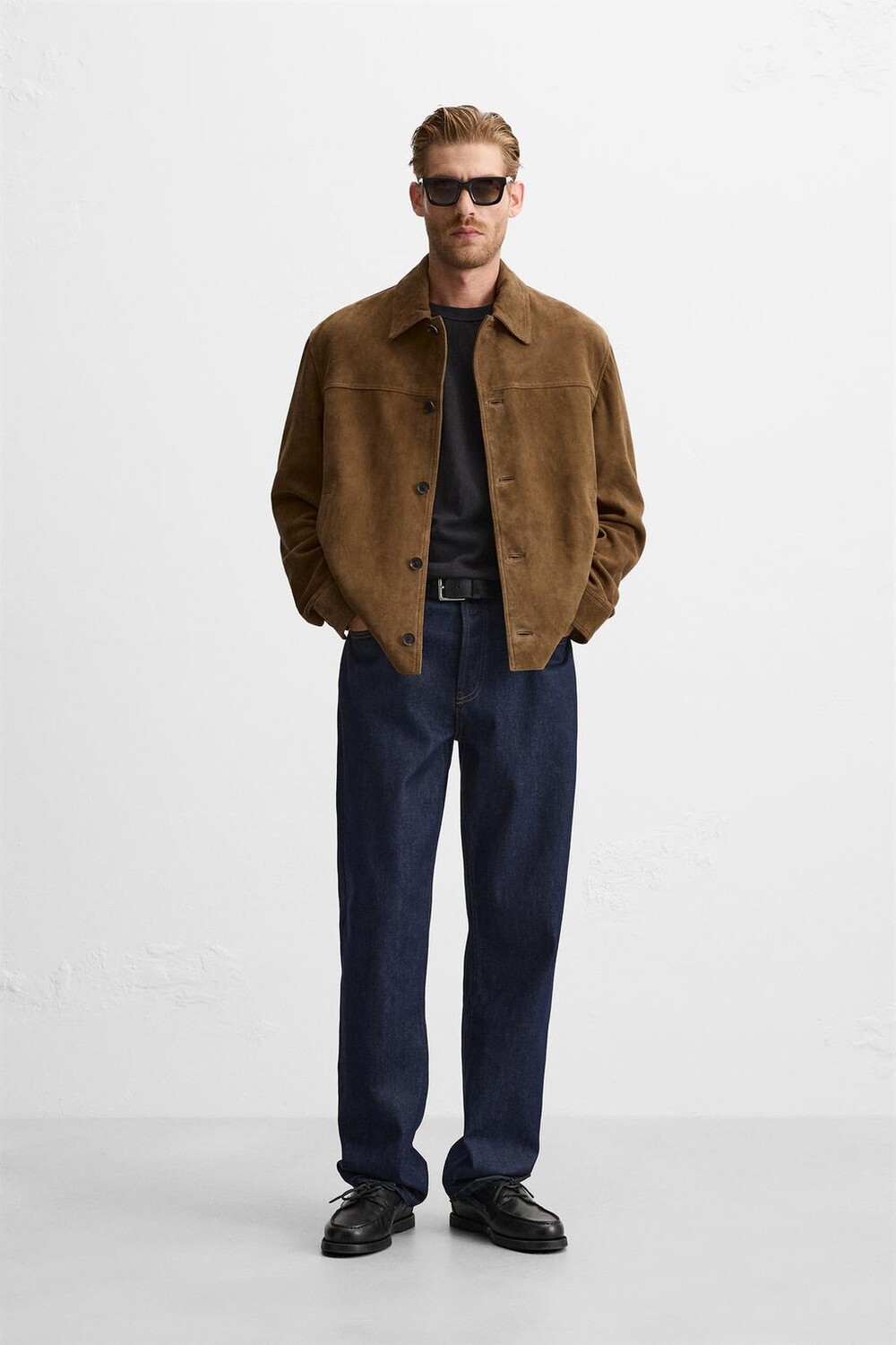 

Куртка из замши ZARA, цвет brandy