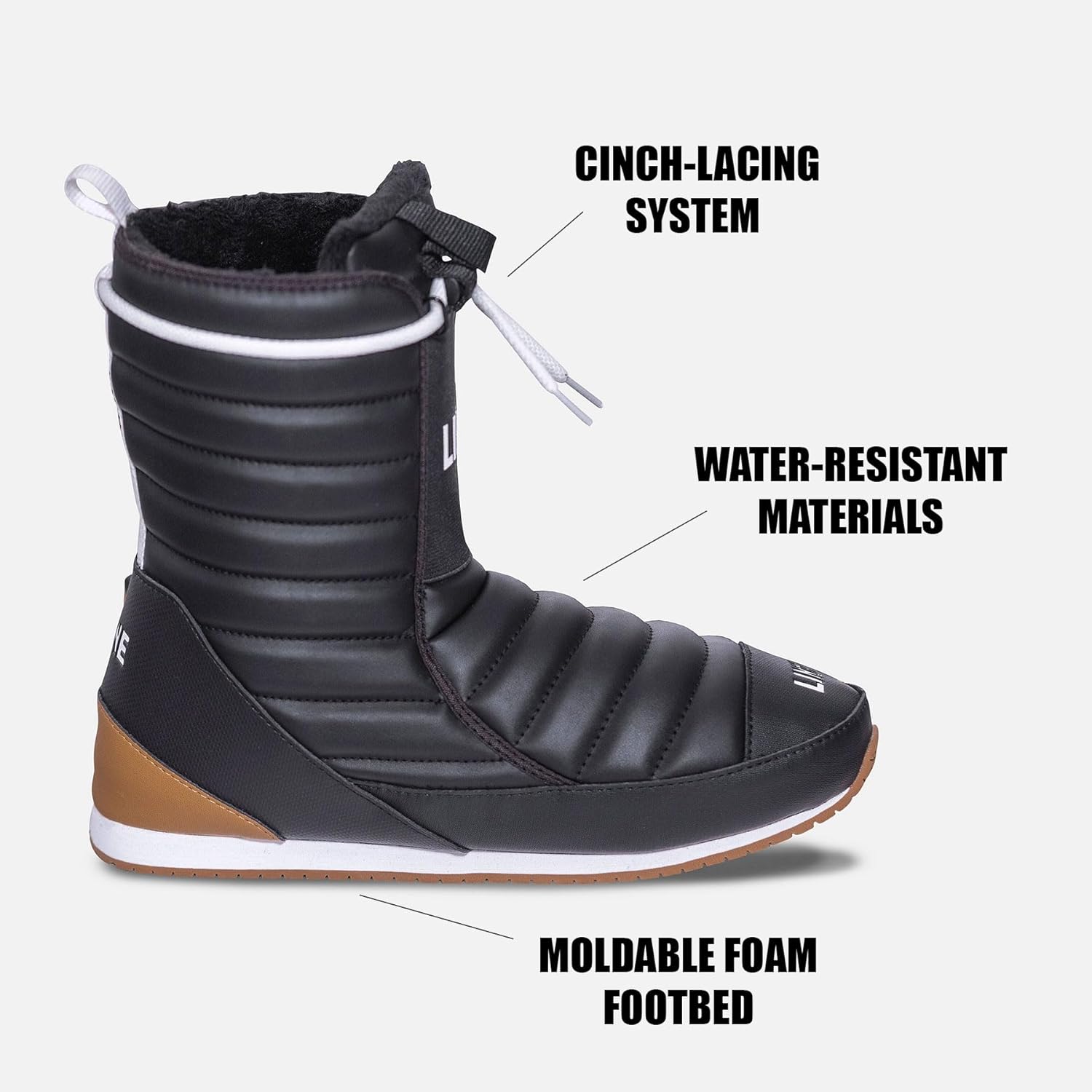 Ботинки LINE Unisex Adult BOOTIE 2.0, Теплые водостойкие зимние ботинки для отдыха после катания на лыжах с формованной стелькой из пеноматериала и системой шнуровки, черный — фото 3