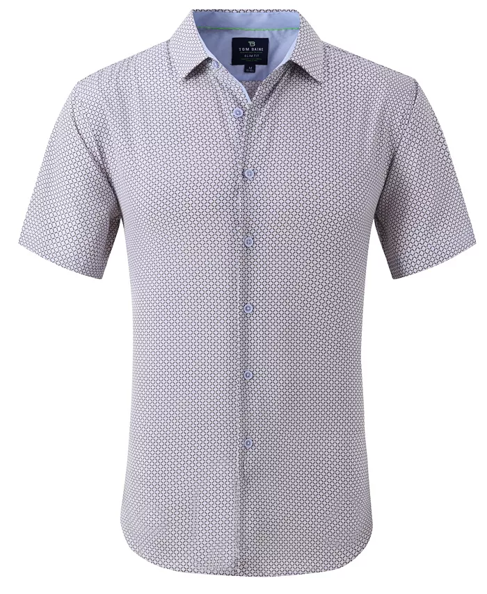 

Мужская облегающая рубашка с коротким рукавом Performance Button Down Tom Baine, белый