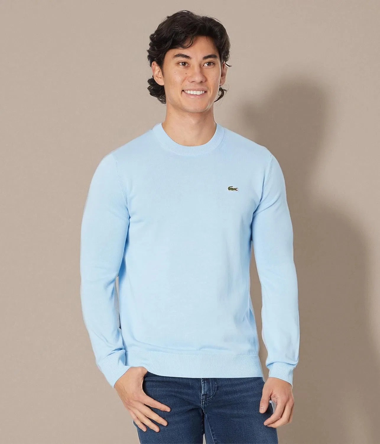 Свитер Lacoste мужской Monochrome с круглым вырезом из хлопка, Overview — фото 4