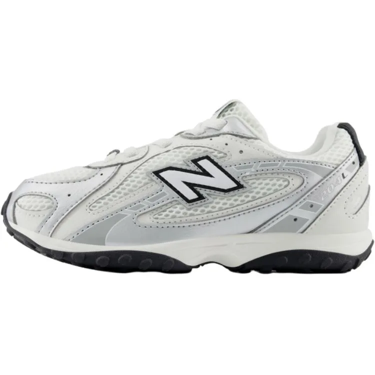 New Balance Детские повседневные кроссовки low top 204L бело-серебристые, дышащие, устойчивые к скольжению и истиранию