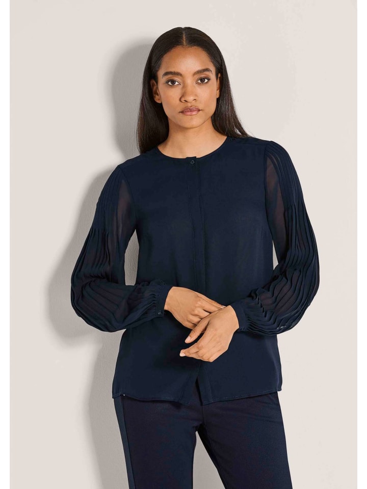 

MADELEINE Элегантная блузка с плиссированной спинкой темно-синего цвета