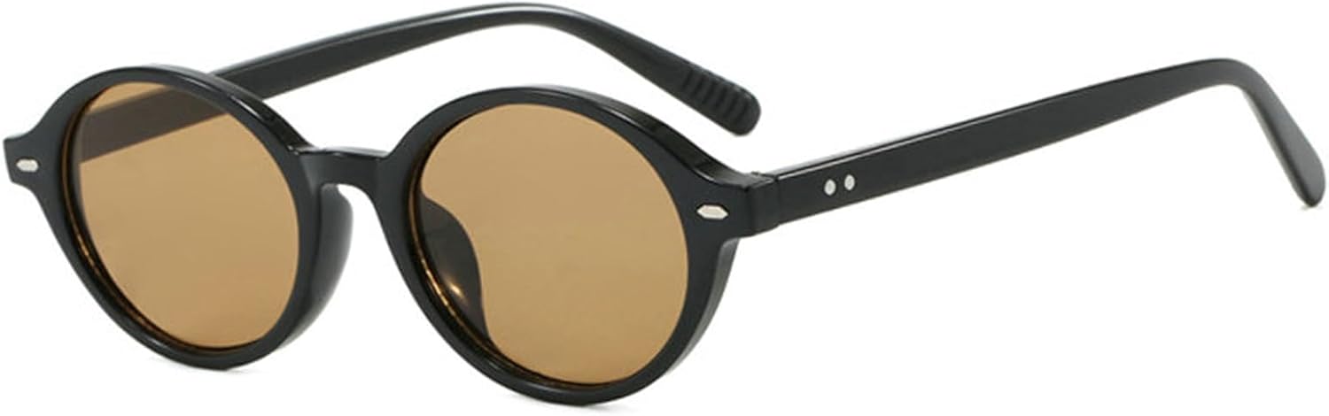 

Солнцезащитные очки COTIA Retro Small Oval для женщин, модные, конфетных оттенков, с защитой от УФ-излучения UV400; для мужчин, в тренде, с заклепками, в стиле панк, Black Tea