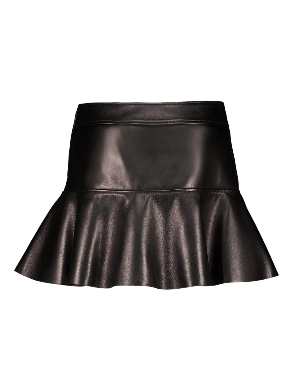 

Кожаная мини-юбка с оборками TOM FORD, черный