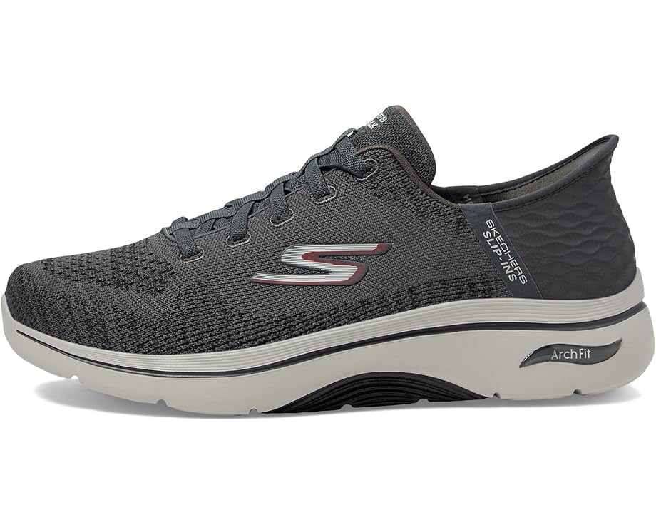 Кроссовки SKECHERS Go Walk Arch Fit 2.0 - Grand Hands Free Slip-Ins, цвет Charcoal/Red — фото 4